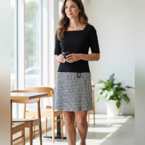 White House Black Market Black and White Midi Dress - Picture 9 of 12